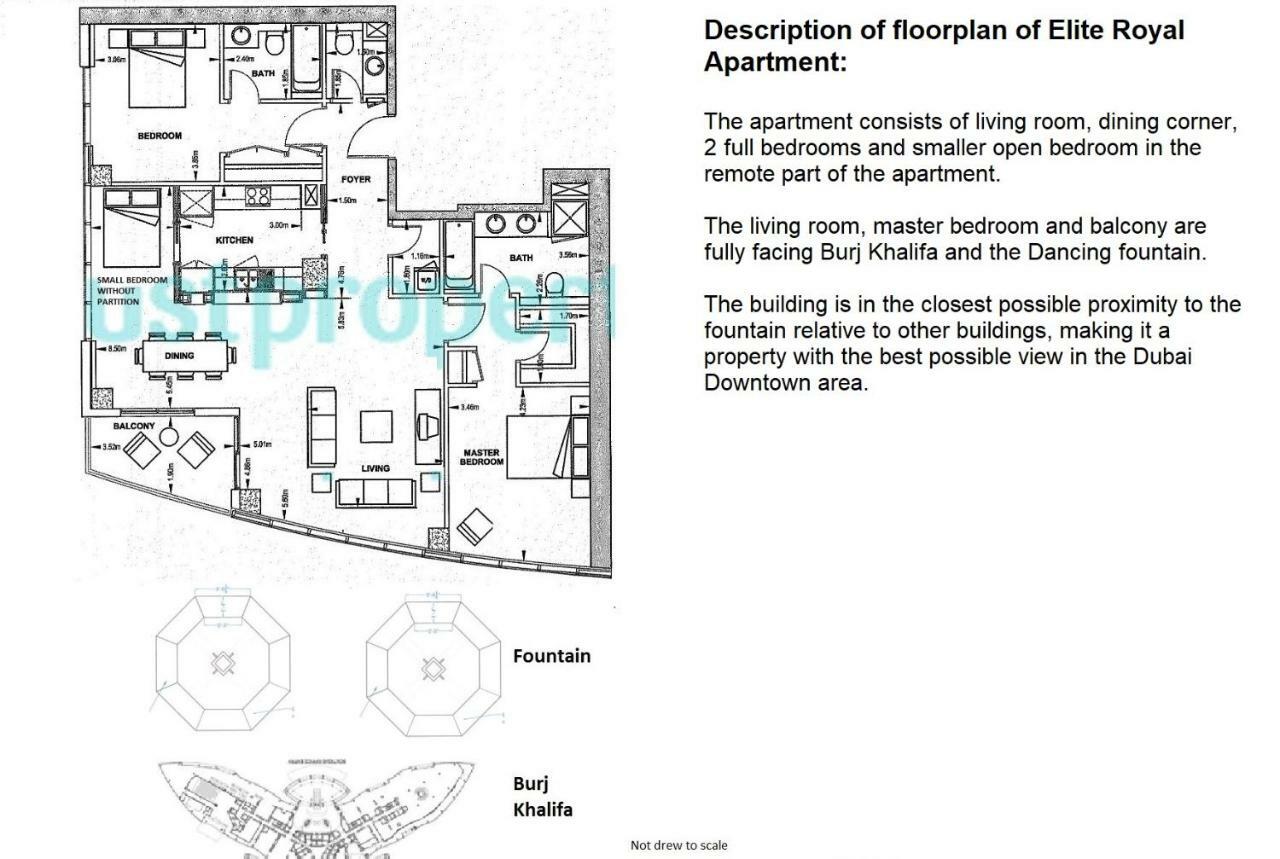 Elite Royal - Full Burj Khalifa & Fountain View - Opal - 2 Bedrooms 1 Open Bedroom Without Partition Dubaï